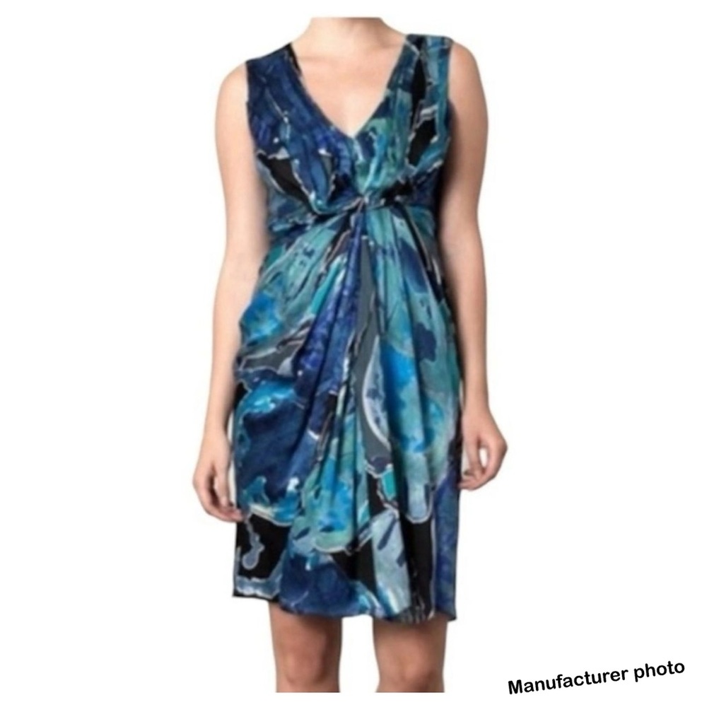 Diane Von Furstenberg Silk Drapey Watercolor Print Dress - Picture 11 of 11